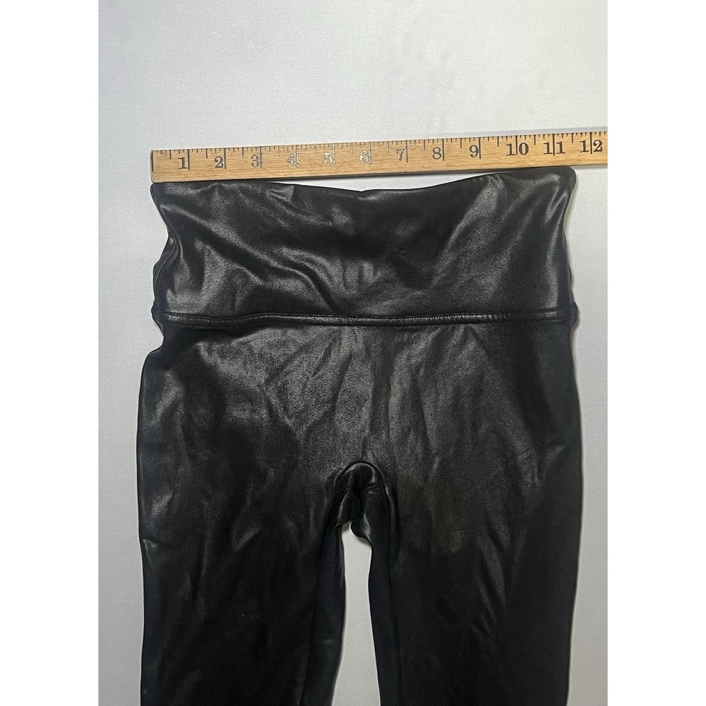 Spanx Leggings Women's Size S/P Black Faux Leather Mid Rise - Picture 3 of 6